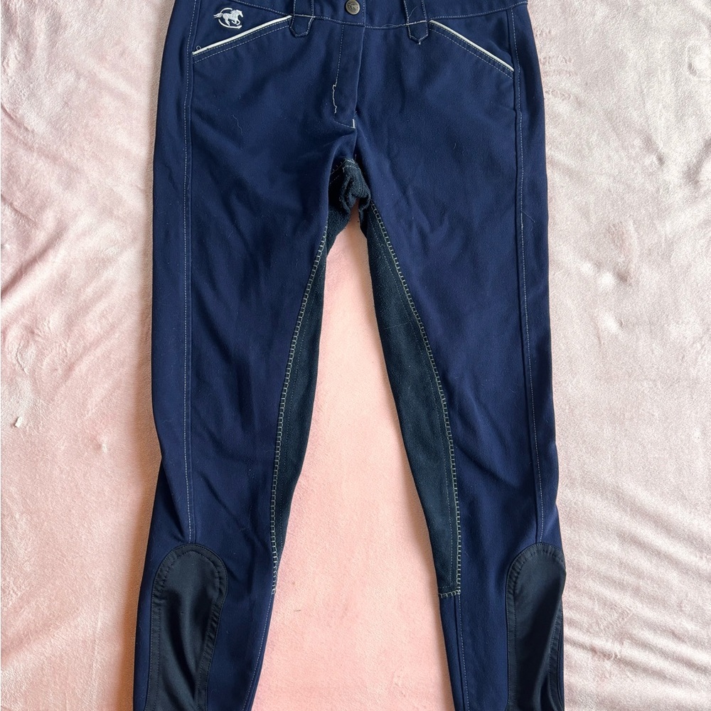 Smart Pak Piper Blue Slim Fit Stretch breaches,  black suede full seat